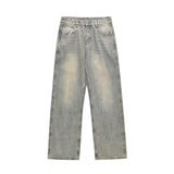 Men Jeans Retro Casual Yellow Mud Color Loose All-Match