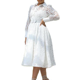 Women Dress Autumn Winter Sexy Lace See-through Dress