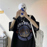 Men T Shirt All-Match Cartoon Printed Loose