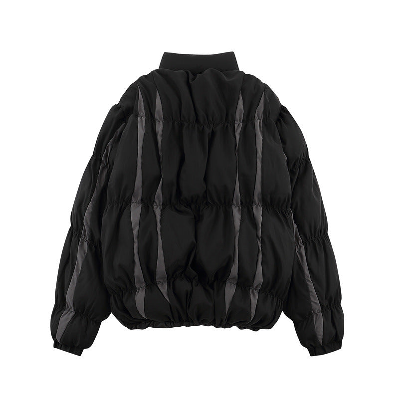 Men Coat Patchwork Stand-up Collar Padded Cotton Coat