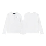 Ralph Lauren Coat LF Home Ralph Lauren Embroidered Small Label Henley Shirt Button Top Long Sleeve Casual