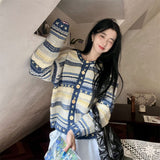 Women Knitted Cardigan Retro Creative Design Loose Knitted Sweater