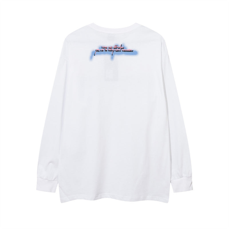 Men Long Sleeve T-Shirt Graffiti Personalized Printed Necklace Decoration