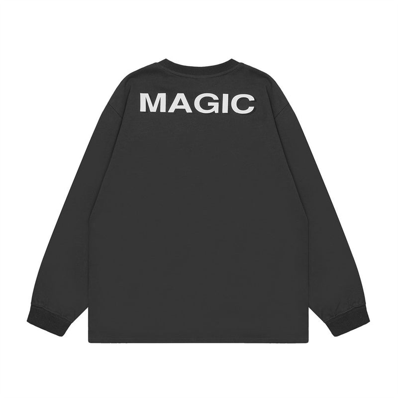 Men Long Sleeve T-Shirt Letter Print Casual Loose Undershirt Sweater