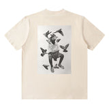 Men T-Shirt Oversize Letter Print Heavy Short Sleeve Loose
