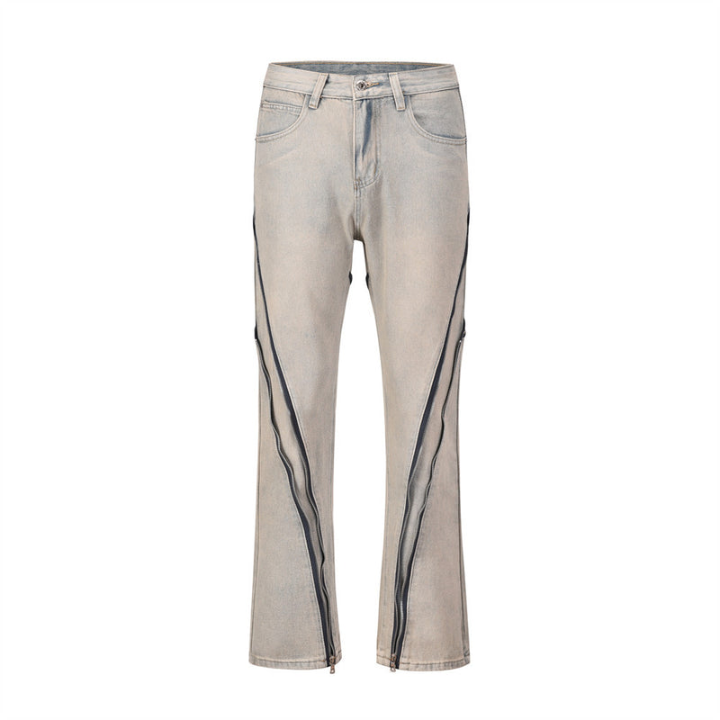 Men Jeans Zipper Decorations Retro Casual
