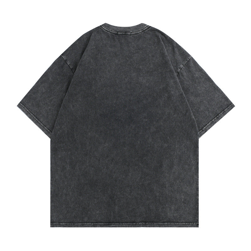 Men T-shirt Vintage Letter Print Short Sleeve T-shirt