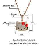 Jewelry Cute Cartoon Cat Zircon Pendant Gold Hip Hop St. Valentine's Hello Katie Spectrum Animal