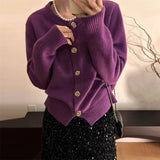 Women Knitted Diamond Cropped Sweater Coat