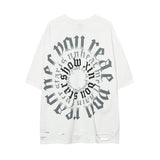 Men T-Shirt Ripped Retro Loose
