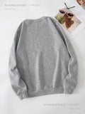 Women's Print Thermal Lined Crew Neck Loose Pullover Long sleeve shirt