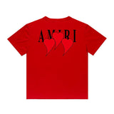 Amiri T Shirt Red Heart Printing Casual round Neck Short Sleeves T-shirt