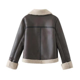 Women Cotton Coat Zipper Leather Coat''