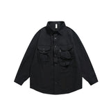 Unisex Shirt Retro Multi-Pocket Loose Casual