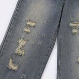 Men Jeans Loose Hole Retro Easy Matching