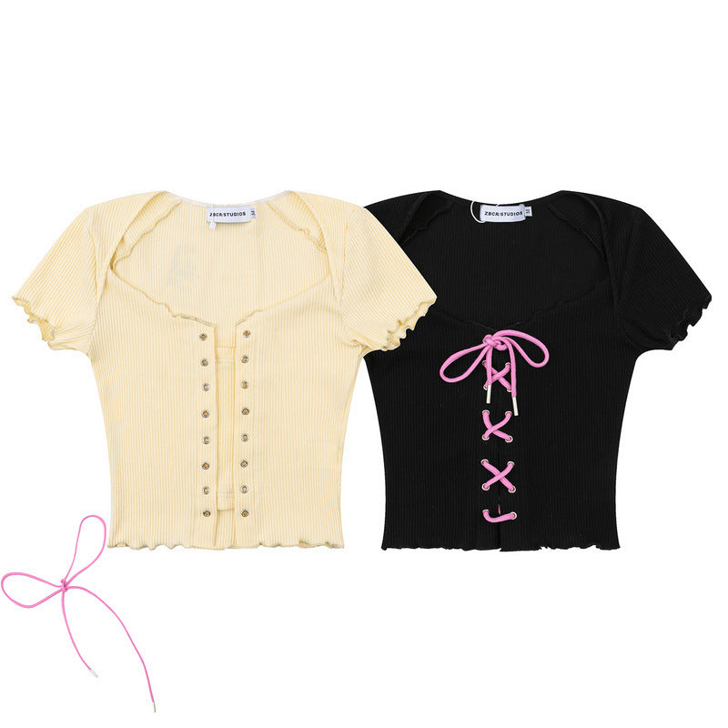 Men T-Shirt Contrast Color Strap