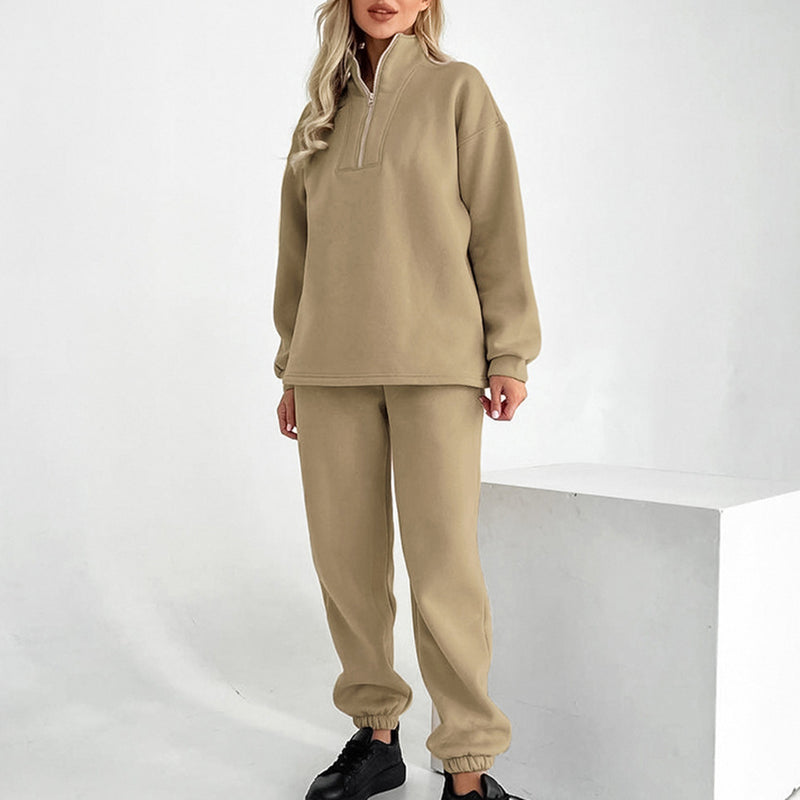 Women Co-Ords Autumn and Winter Stand Collar Sweater Leisure Sports