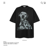 American vintage street T-shirt cotton doberman boys summer loose half sleeve
