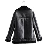 Women Cotton Coat Imitation Lamb Wool Warm Leather Coat