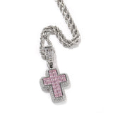 Jewelry Fashion T Square Zircon Pink Cross Necklace St. Valentine's   Spectrum