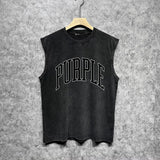 Purple Brand Distressed Tank T Shirts Distressed Sleeveless T-shirt Vest