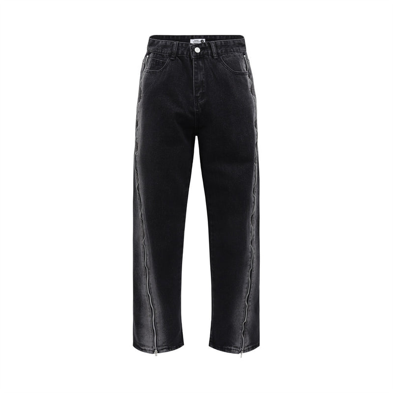 Men Jeans Zipper Stitching Loose