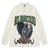 Men's Long Sleeved T Shirt Angel Character Printed Long Sleeve Shirt Men's Ins Trendy Loose Letters