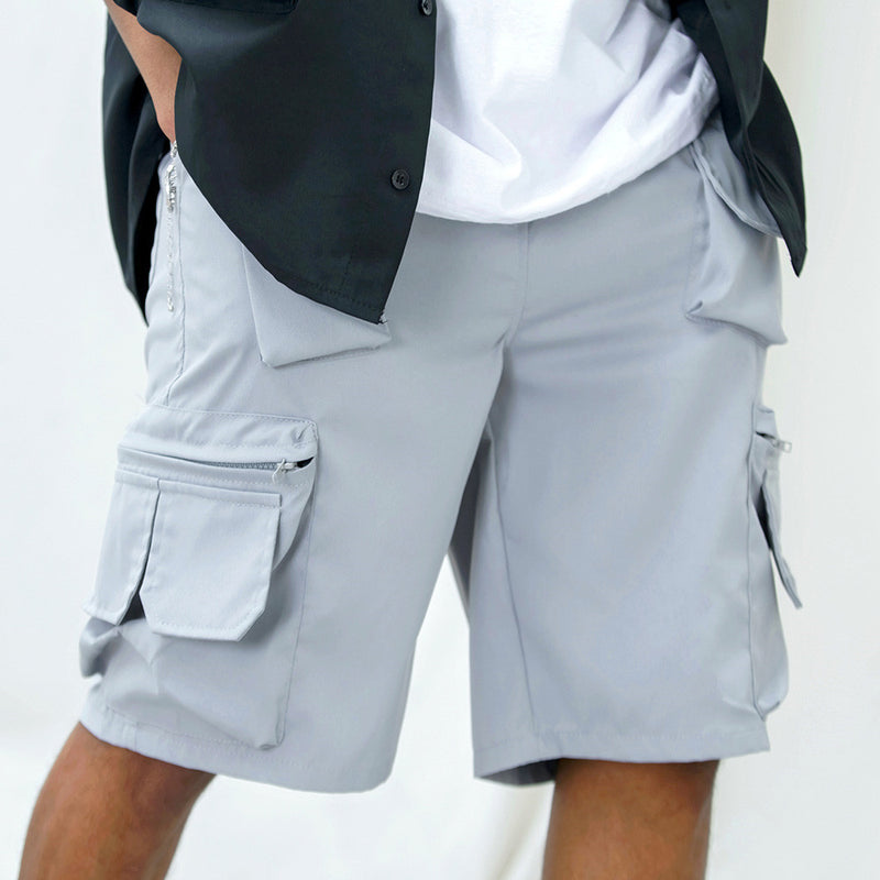 Men Shorts Three-Dimensional Multi-Pocket Solid Color Shorts Summer Loose Sports