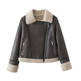 Women Cotton Coat Zipper Leather Coat''