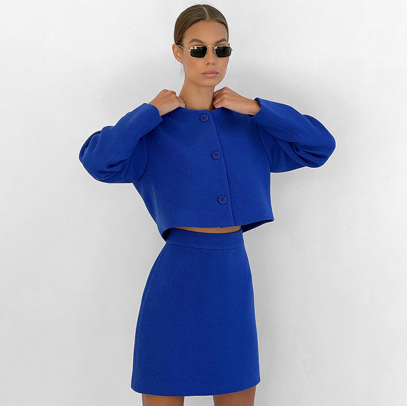 Women Co-Ords Autumn and Winter Woolen Coat High Waist