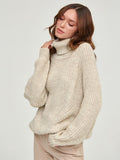 Women Work Business Casual Sweats Knitted Loose Turtleneck Thick Sweater