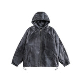 Unisex Coat Tie-Dyed Hooded Cotton-Padded Coat Loose Winter