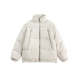 Unisex Coat Loose Thick Stand-up Collar Cotton-Padded Coat Removable Sleeves