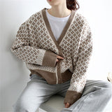 Women Knitted Cardigan Loose Cropped Sweater