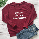 Guapa Lista Y Feminist Spanish Print Cotton Women's Sweatshirt