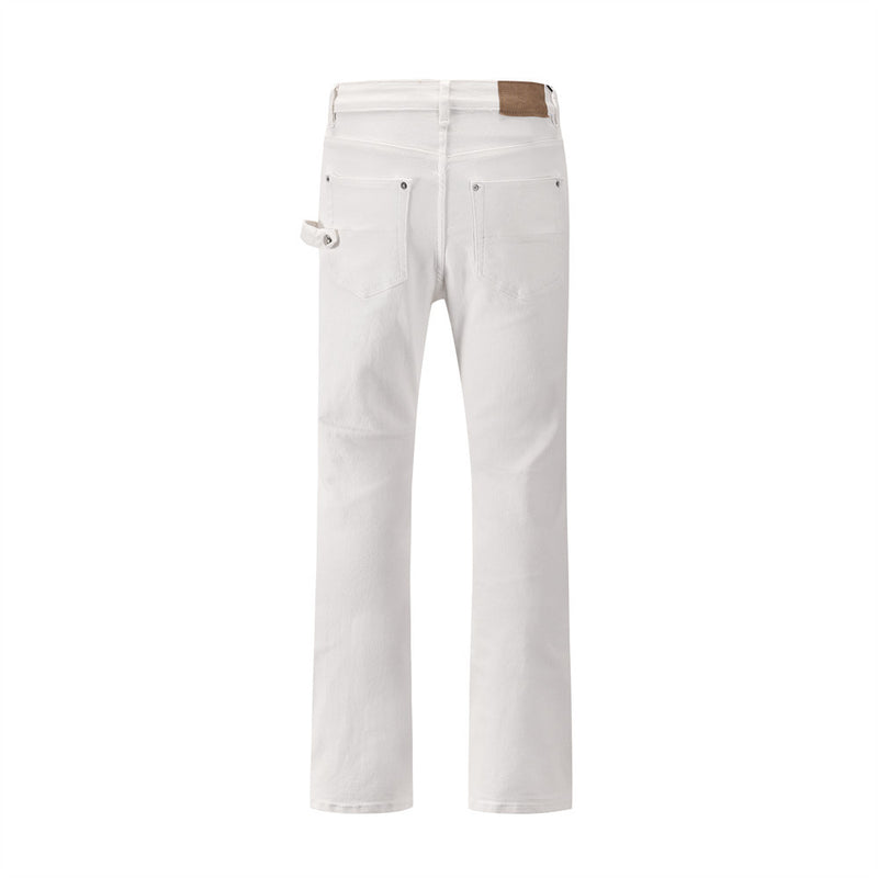 Men Jeans Ripped Solid Color Loose Slim Fit