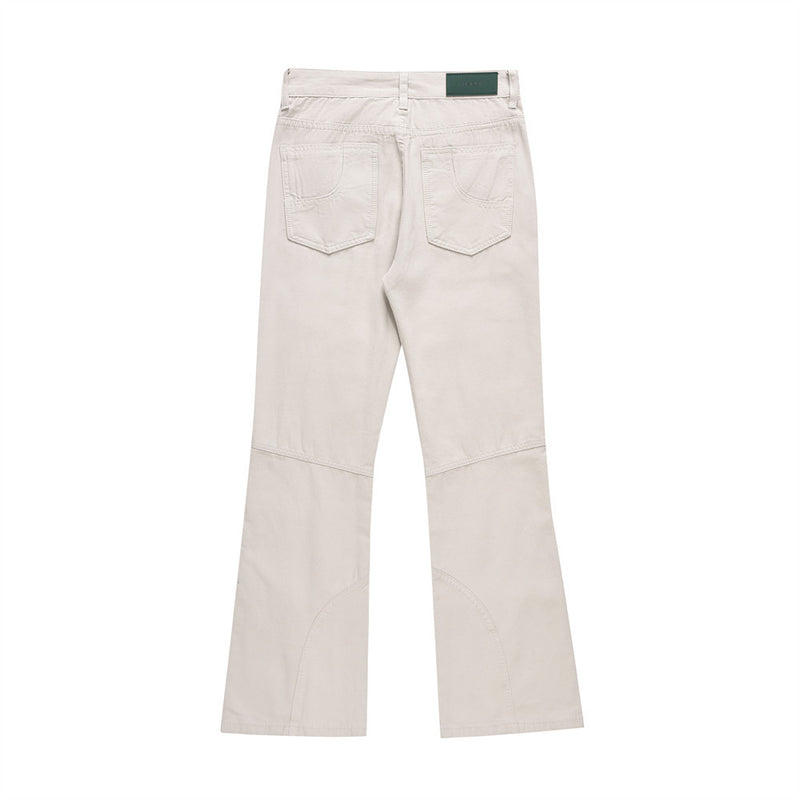 Men Jeans Punk Stitching Bell-Bottom Pants Loose Casual