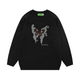 Men Sweater Flocking Embroidered Butterfly Sweater