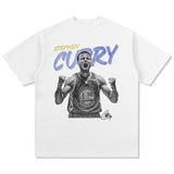 Stephen Curry Curry Short Sleeve Old NBA American Star Print