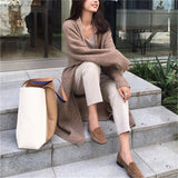 Women Knitted Cardigan Simple Solid Color Loose Sweater