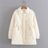 Women Cotton Coat plus Size Diamond Plaid