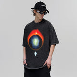Vintage T-shirts Street Print Loose Front Shoulder Short Sleeve T-Shirt