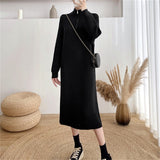 Women Pullover Sweater Loose Knit Dress