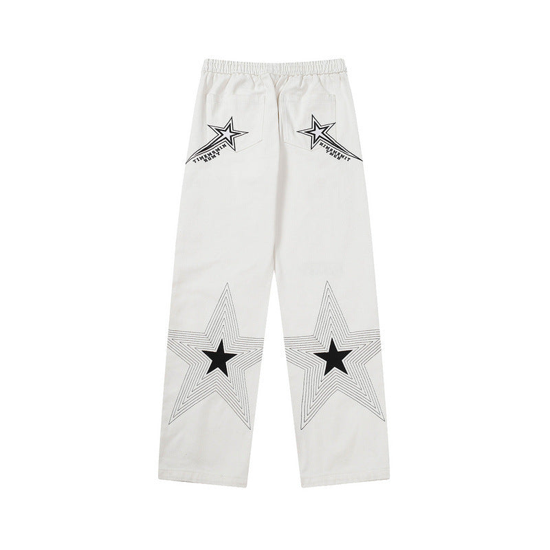 Cargo Pants Star Embroidered Overalls