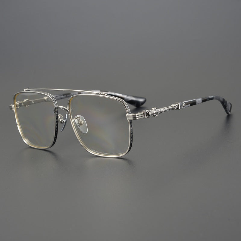 CHH Chrome Hearts Glasses Japanese large frame pure titanium engraved pattern myopia glasses frame