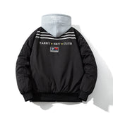 Mens Vintage Jackets Padded Thickened Baseball Jacket Hooded Embroidered Cotton Jacket