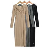 Women Dresses Stretch Slim Long Sleeve Dress