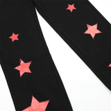 Men Jeans Flame Embroidery Five-Pointed Star Pattern