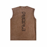 Purple Brand Distressed Tank T Shirts Distressed Sleeveless T-shirt Vest