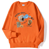 Fashion Womens Pullover Sleepy Cat American Retro Cute Print